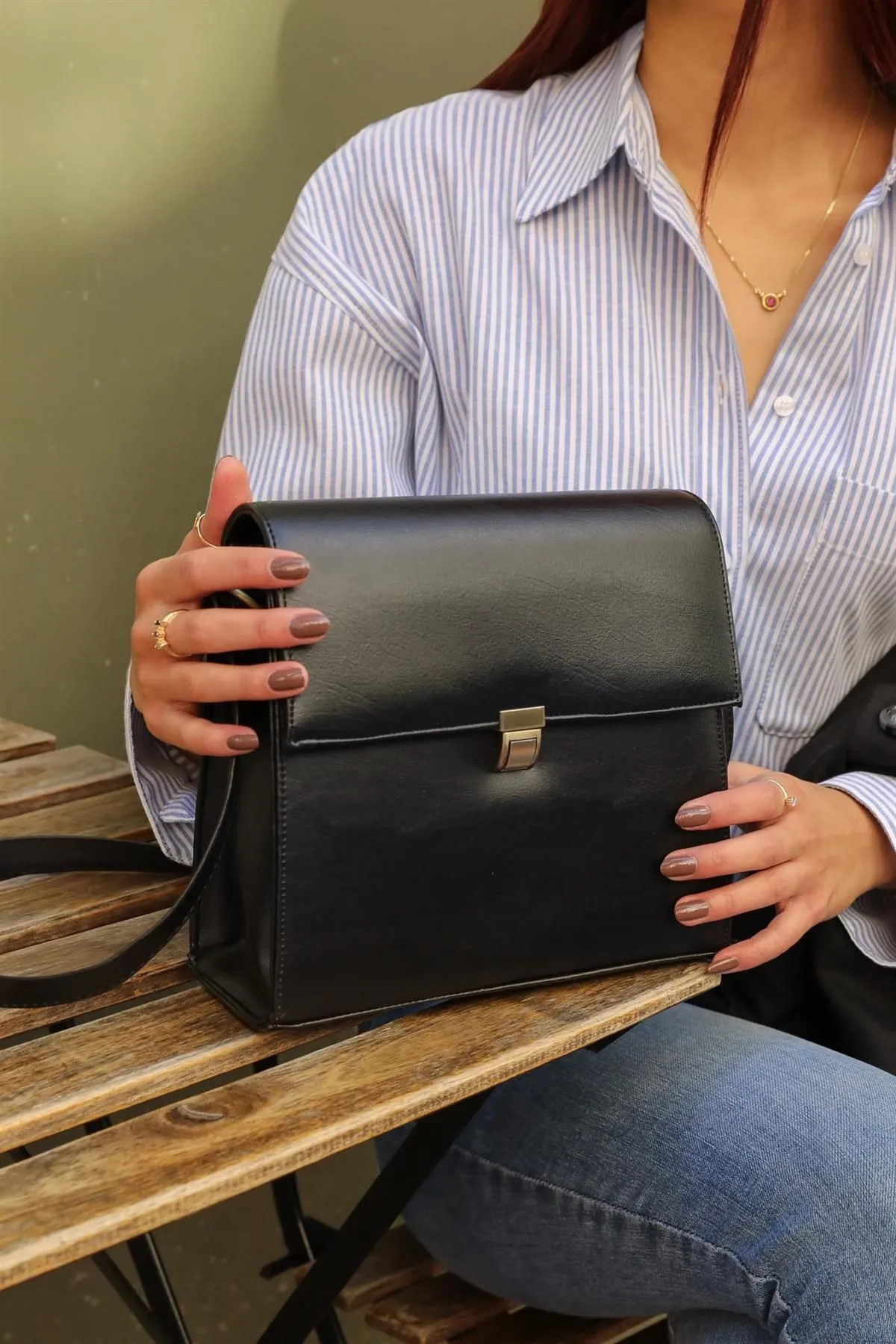 Madamra  Schwarze Damen-Design-Vintage-Tasche
