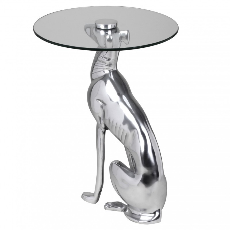Wohnling Design Deko Beistelltisch Figur DOG aus Aluminium Farbe Silber