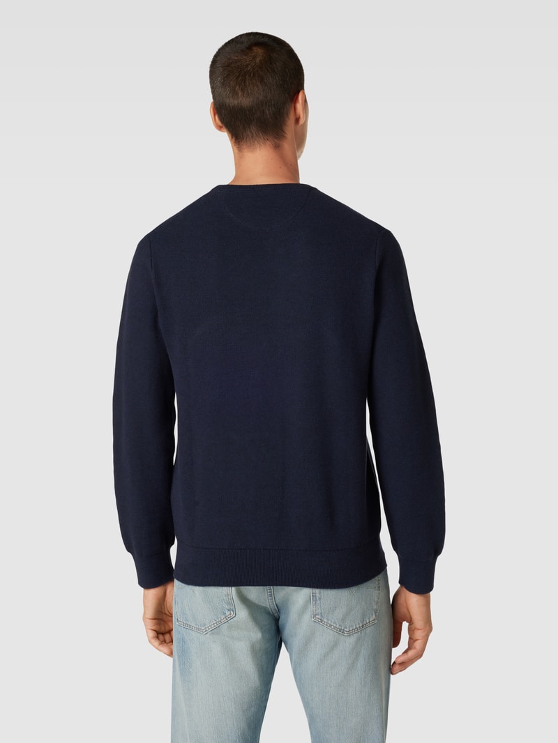 Strickpullover mit Logo-Stitching in marineblau