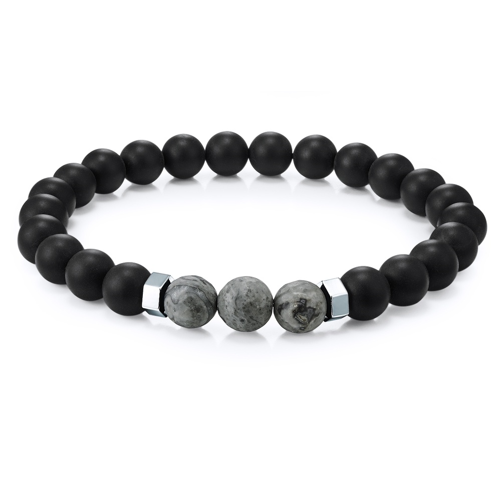 True Rebels Bracelet en pierres précieuses Agate Agate en Noir Bracelet