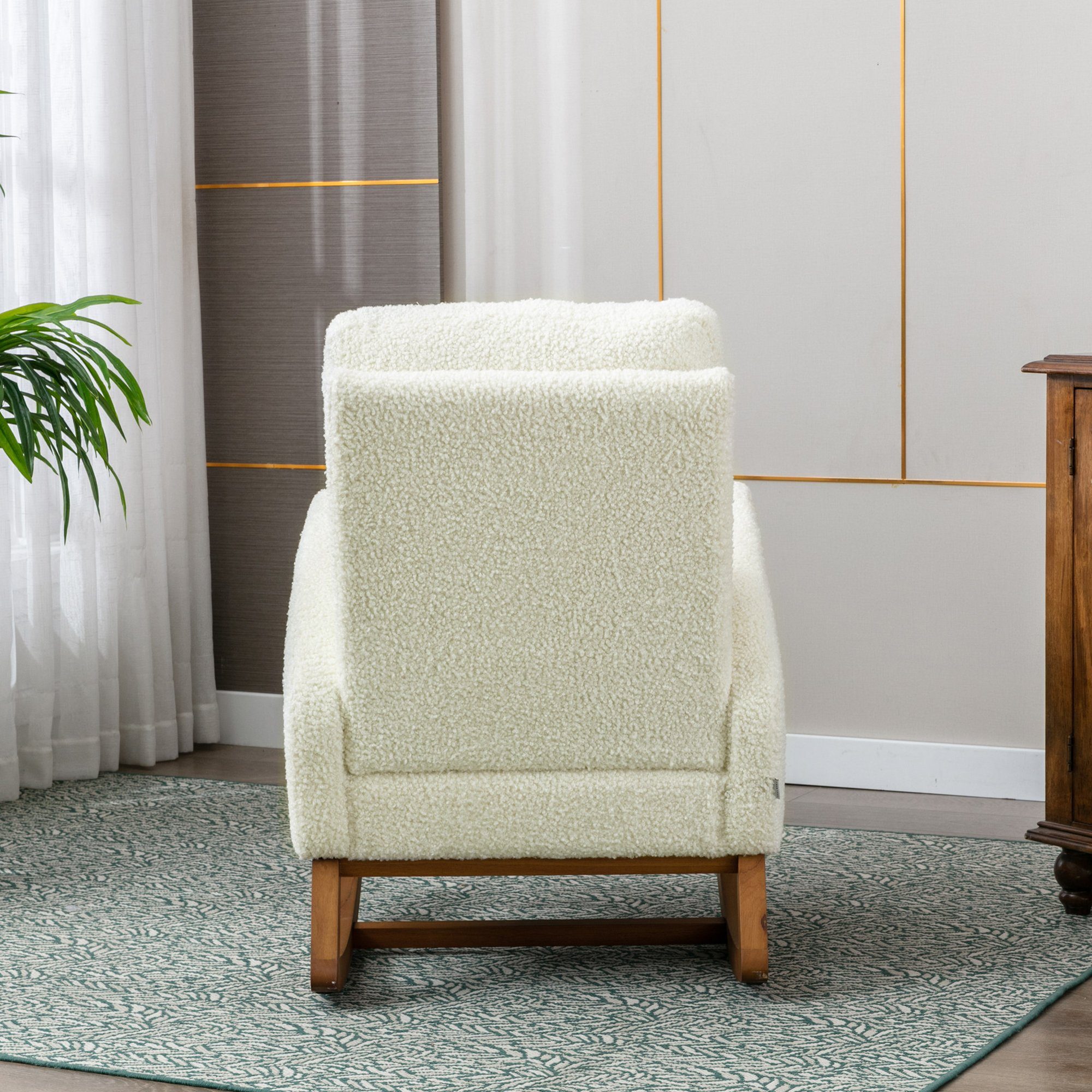 REDOM Schaukelstuhl Wohnzimmer-Loungesessel, bequemer Sessel mit Seitentaschen (mit hoher Rückenlehne), Baby- und Kindergepolsterter Kindergartenschaukelstuhl