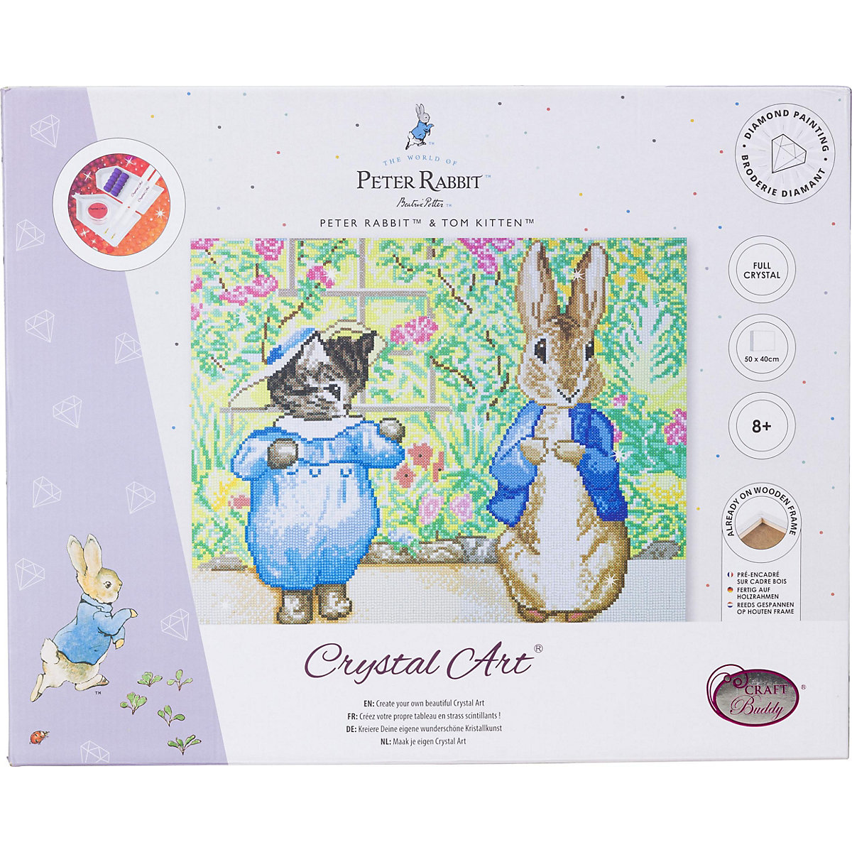 Peter Rabbit und Tom Setten 40x50m Crystal Art Canvas Set