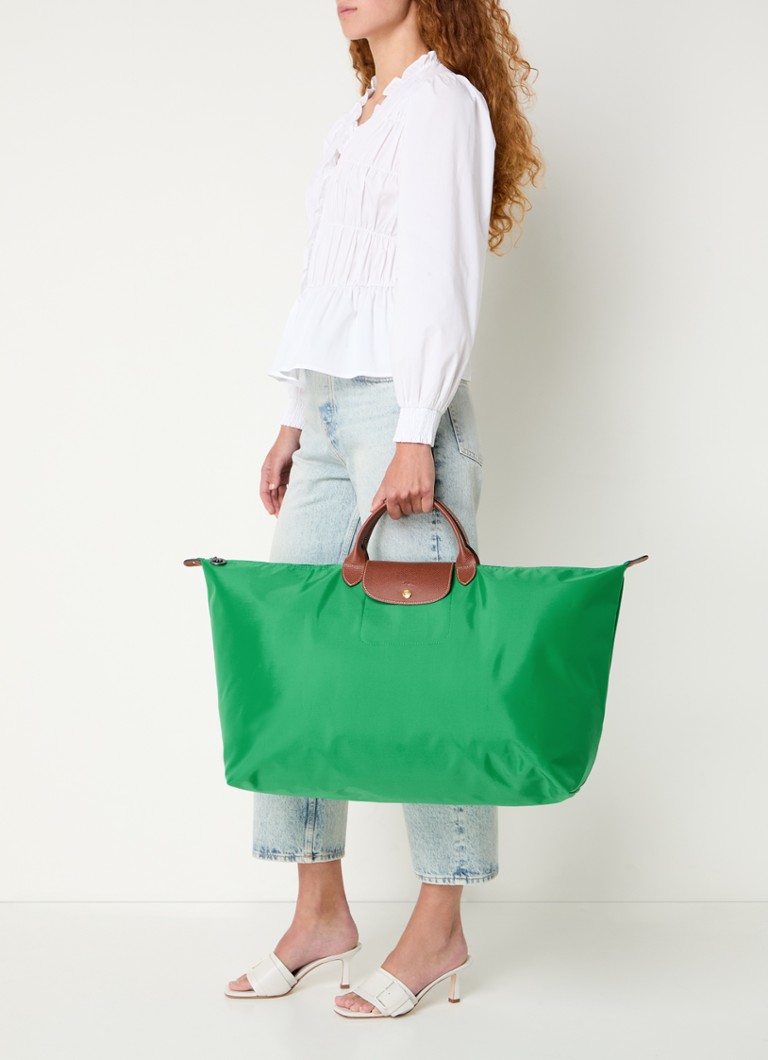 Longchamp Le Pliage Original weekendveske M med skinndetaljer
