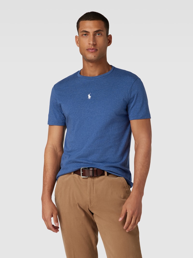T-Shirt mit Logo-Stitching in rauchblau