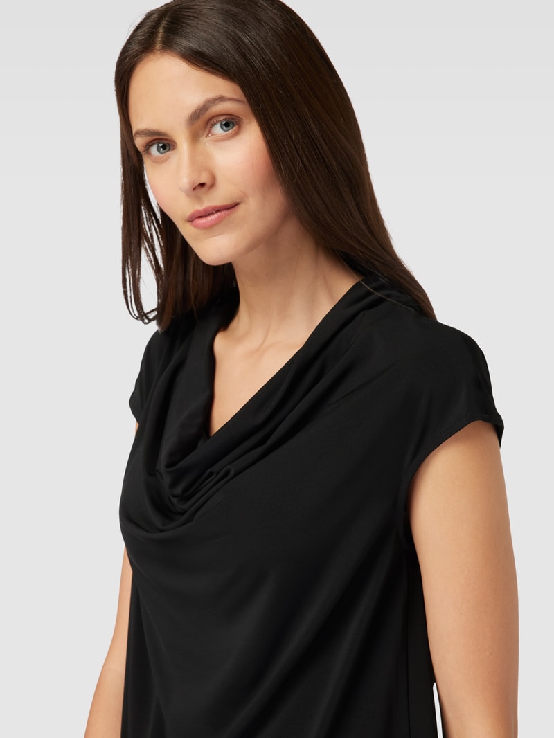Blusenshirt mit Wasserfall-Ausschnitt in schwarz