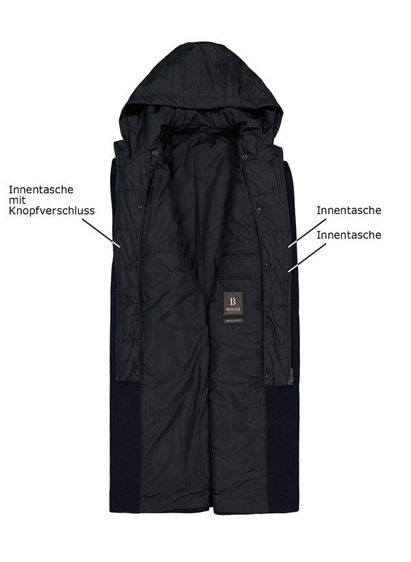 BOGGI MILANO, Mantel, Woll-Strick, navy-schwarz