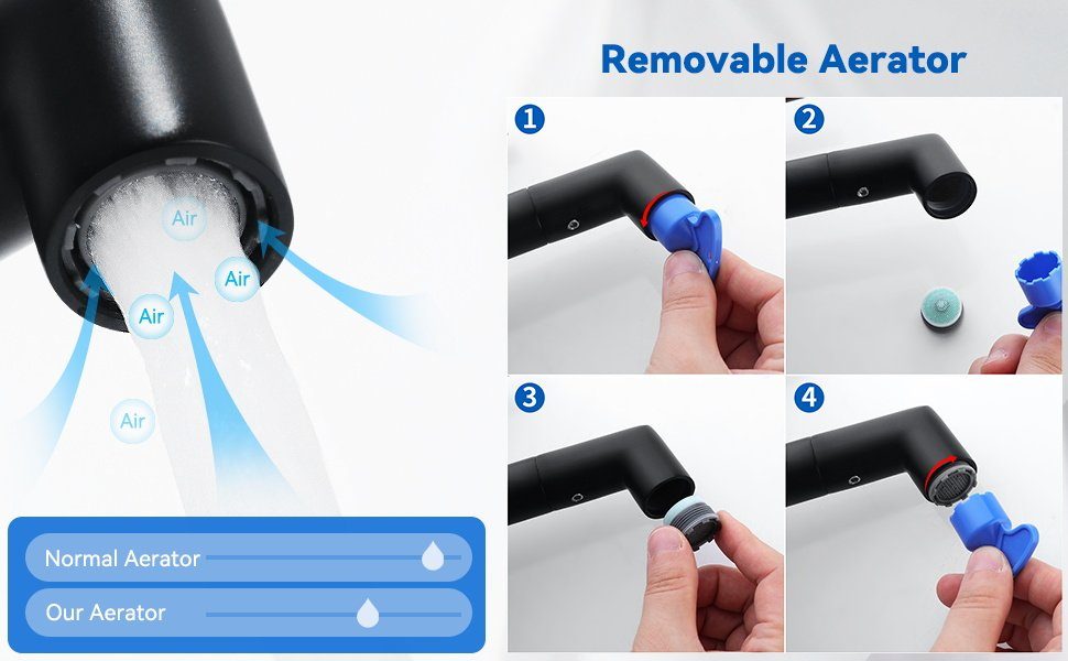 Auralum Waschtischarmatur Badezimmer-Wasserhahn moderner um 360°drehbarer Waschbecken-Wasserhahn