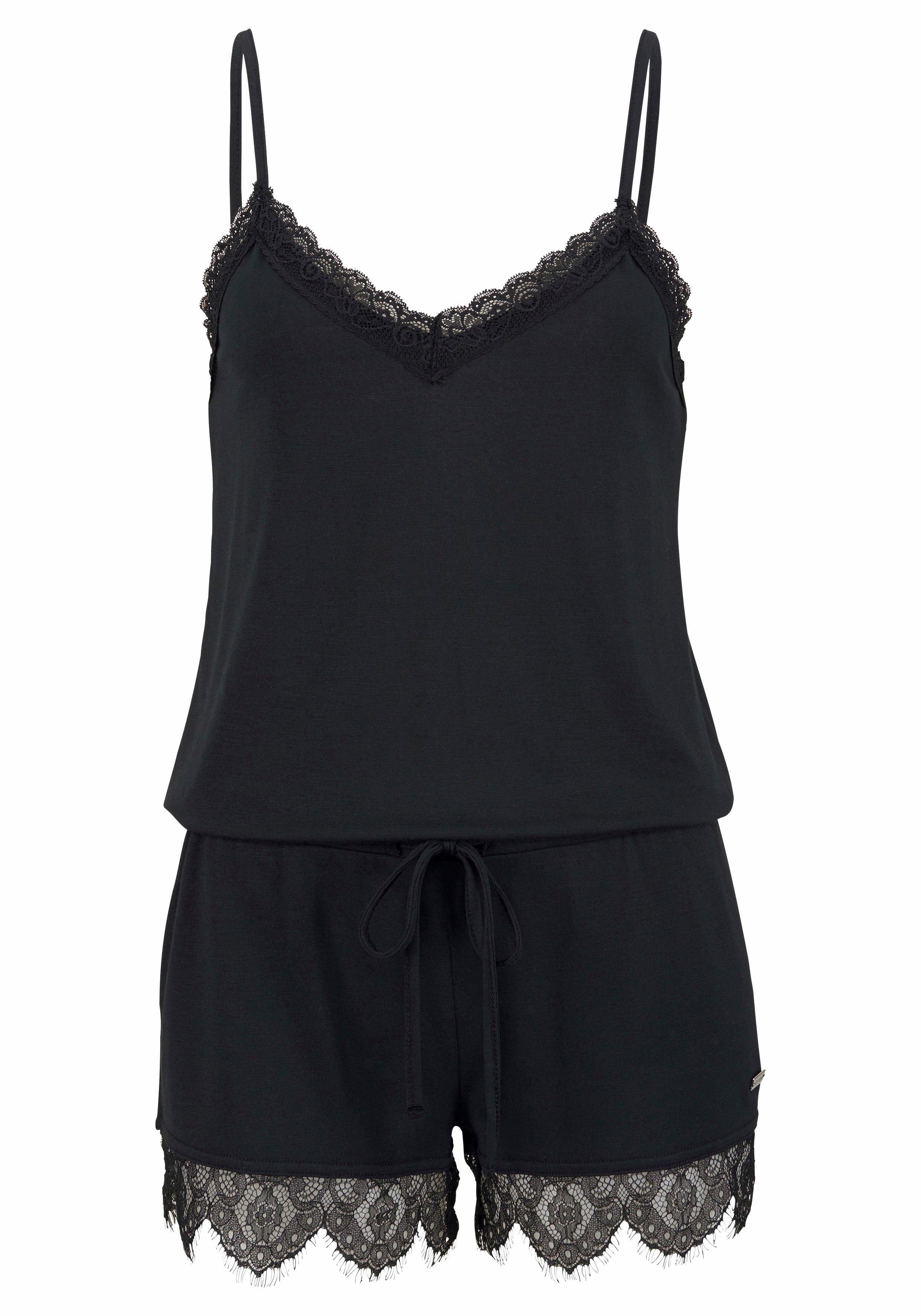 LASCANA Playsuit mit Spitzensaum