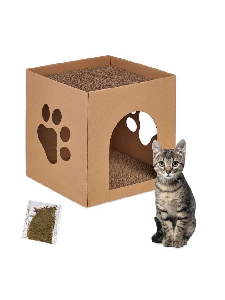 relaxdays Katzenhaus in Braun günstig kaufen onesize