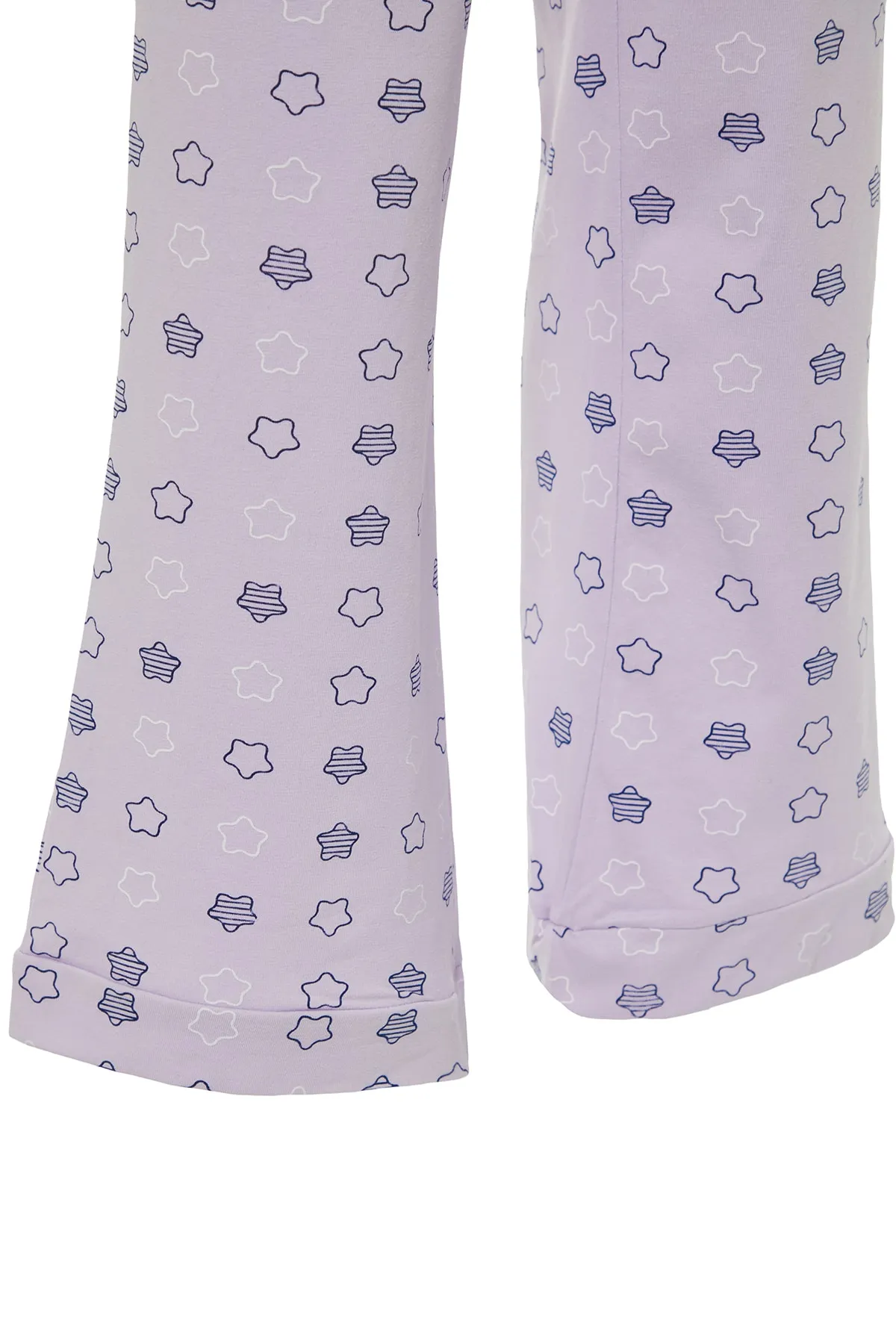 Trendyol Collection  Gestrickte Pyjamahose aus Baumwolle mit Sternenmuster in Flieder THMSS23PJ00003