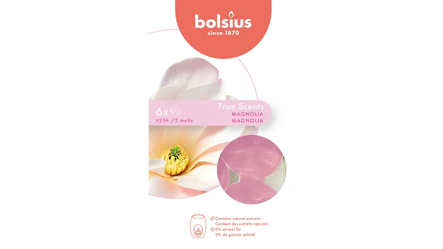 bolsius Wax Melts True Scents 6er Pack Magnolie Magnolie