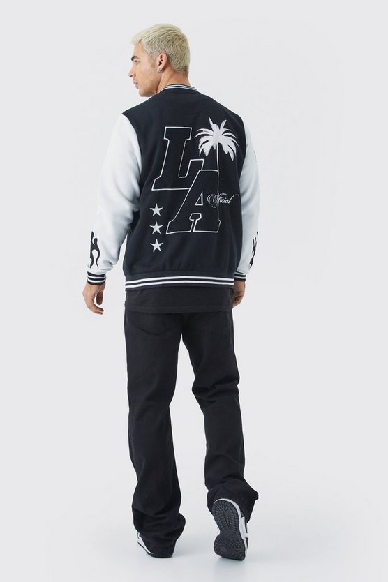Jersey-Bomberjacke mit LA-Aufnäher