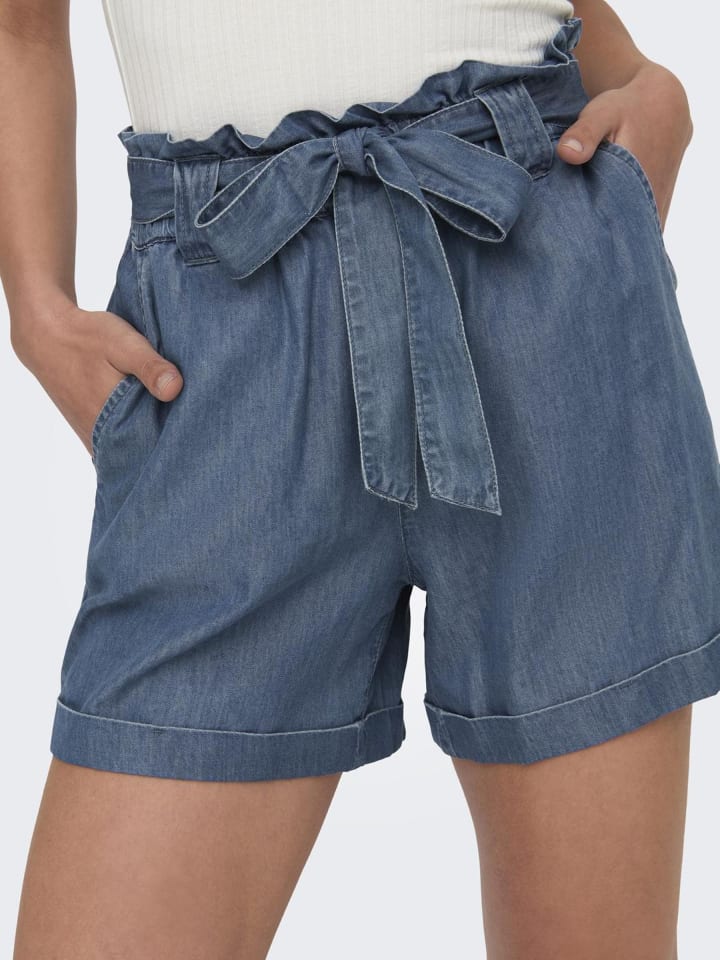 ONLY Shorts Bermudas Jeans-Shorts Seitentaschen Gürtel in Blau-3 günstig kaufen XS