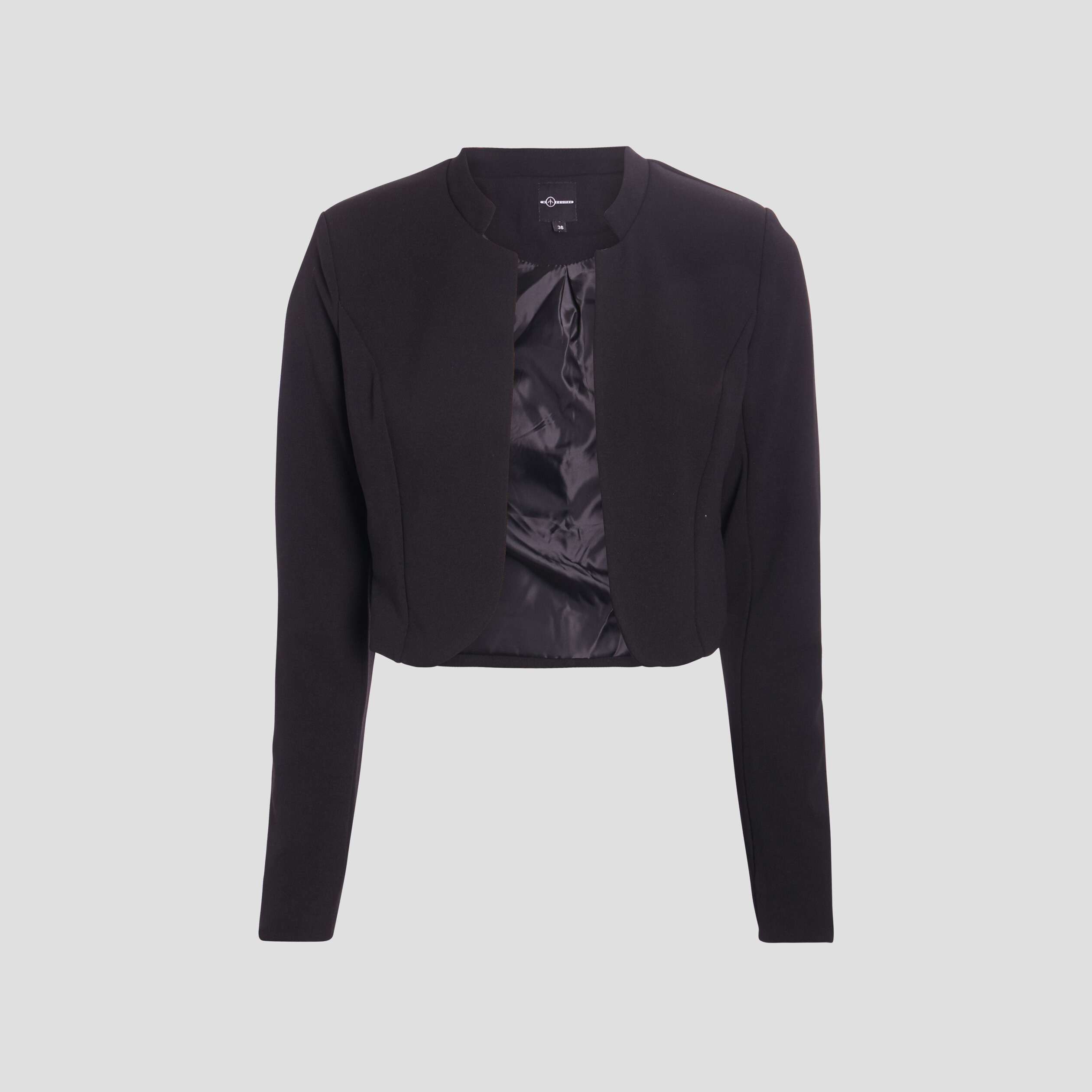 Veste droite cropped manches longues noir femme | La Halle
