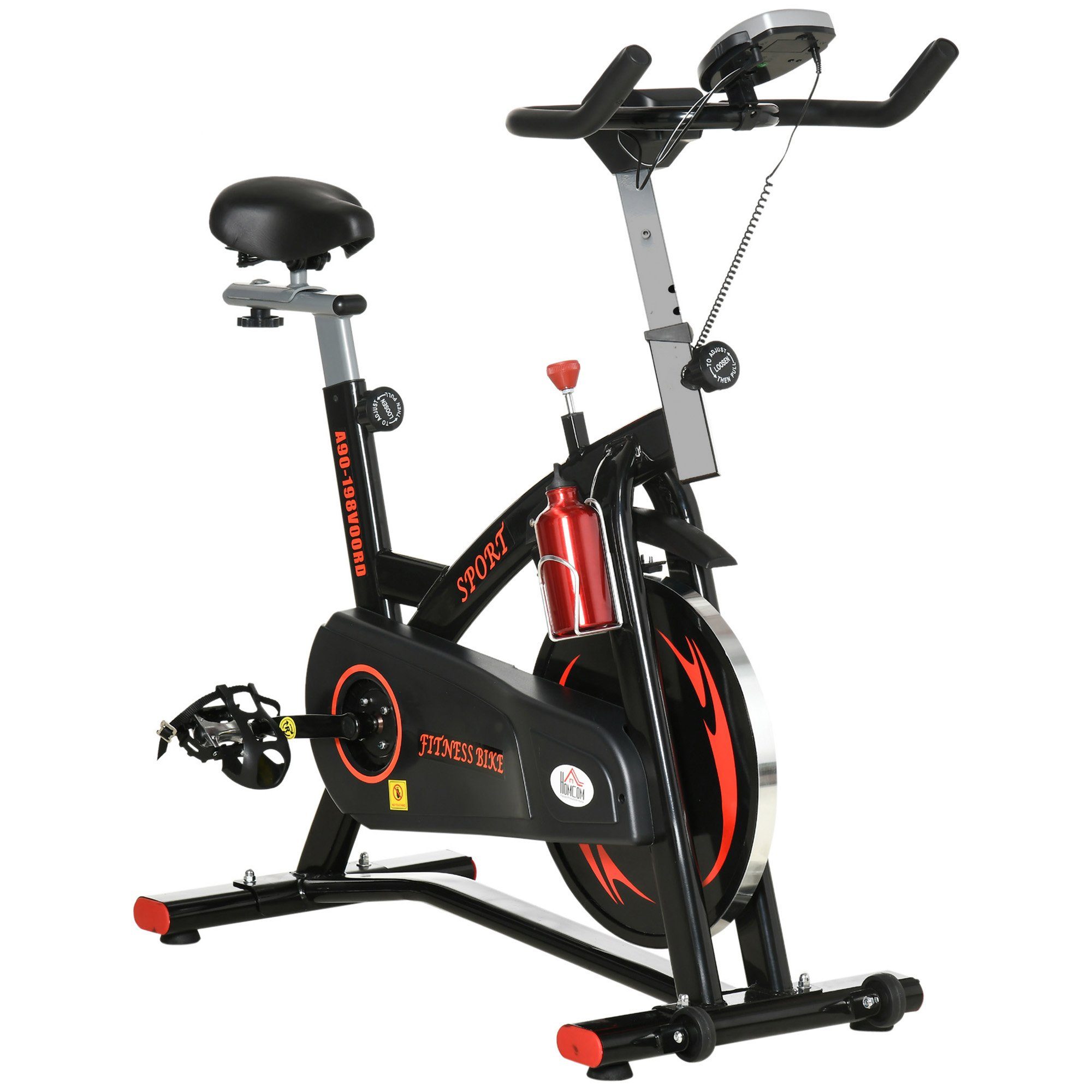 HOMCOM Heimtrainer Fahrradtrainer, höhenverstellbar, 47 x 120 x 117cm, mit LCD-Anzeige
