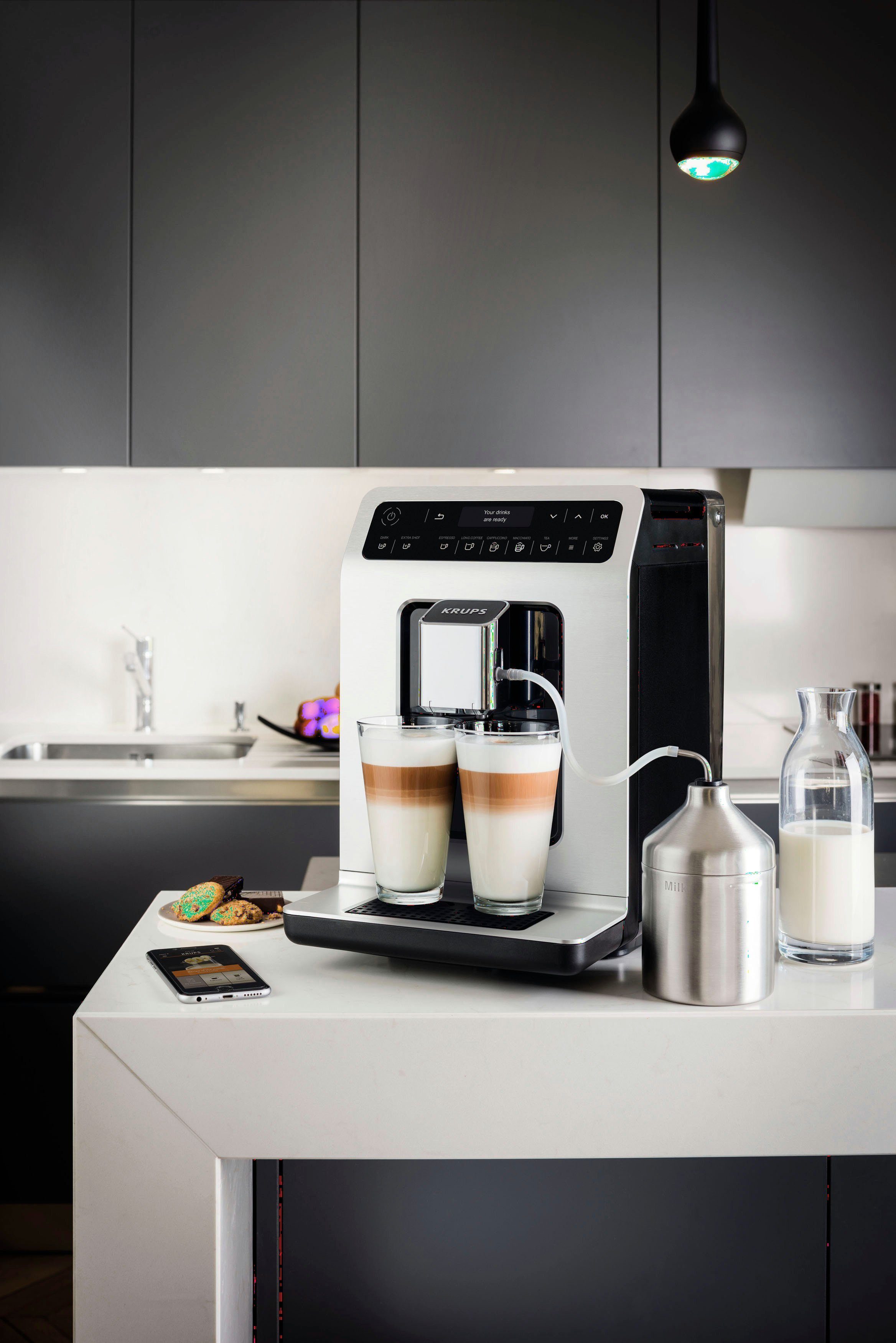 Krups Kaffeevollautomat EA891D Evidence, 12 Kaffee- und 3 Tee-Variationen, OLED-Display und Touchscreen