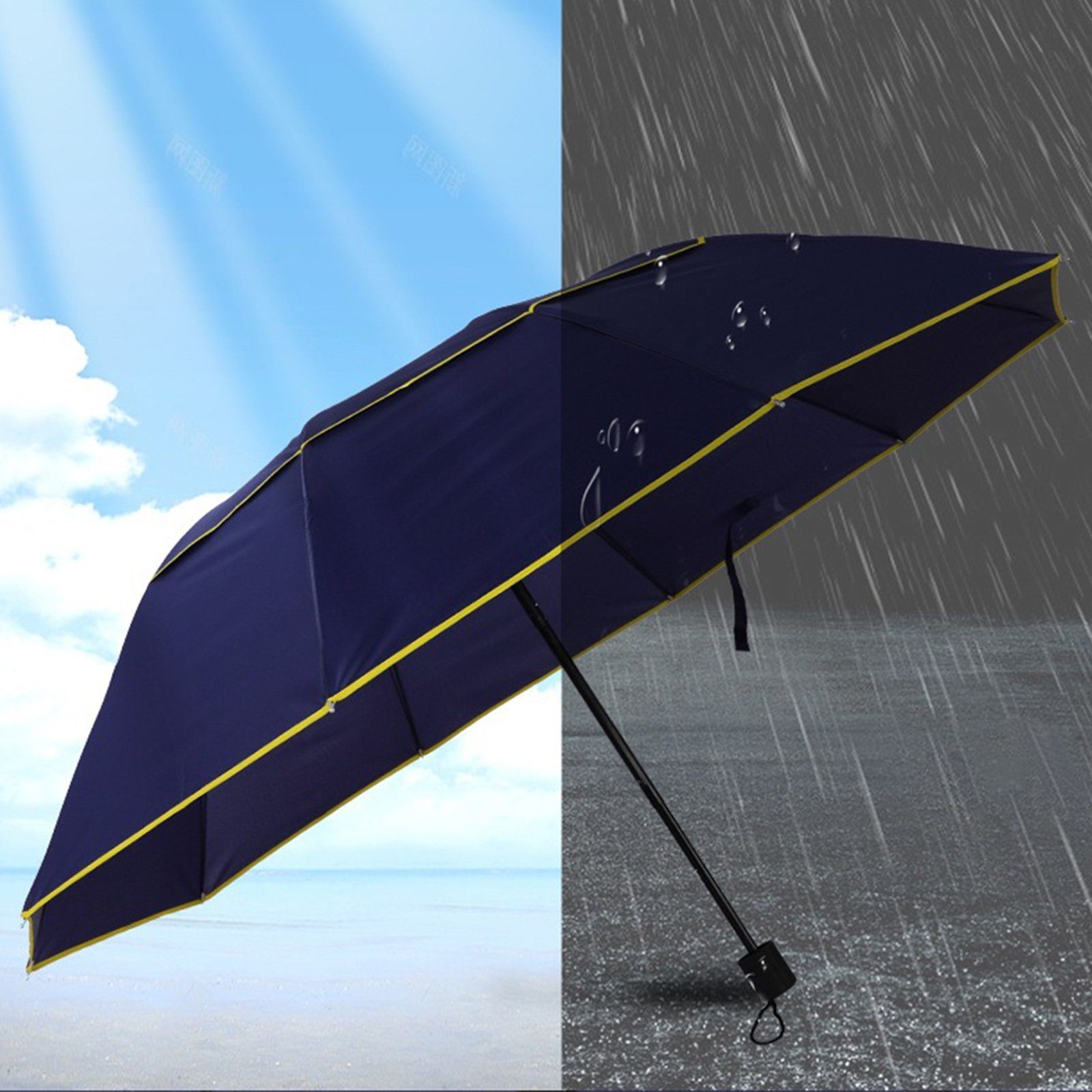 OKWISH Sonnenschirm Regenschirm Faltbar Schirm Taschenschirm Sonnenschutz groß Winddicht, 62-Zoll-Übergröße, Kurze Klappgröße, Golfschirm, Reiseschirm, Klappschirm