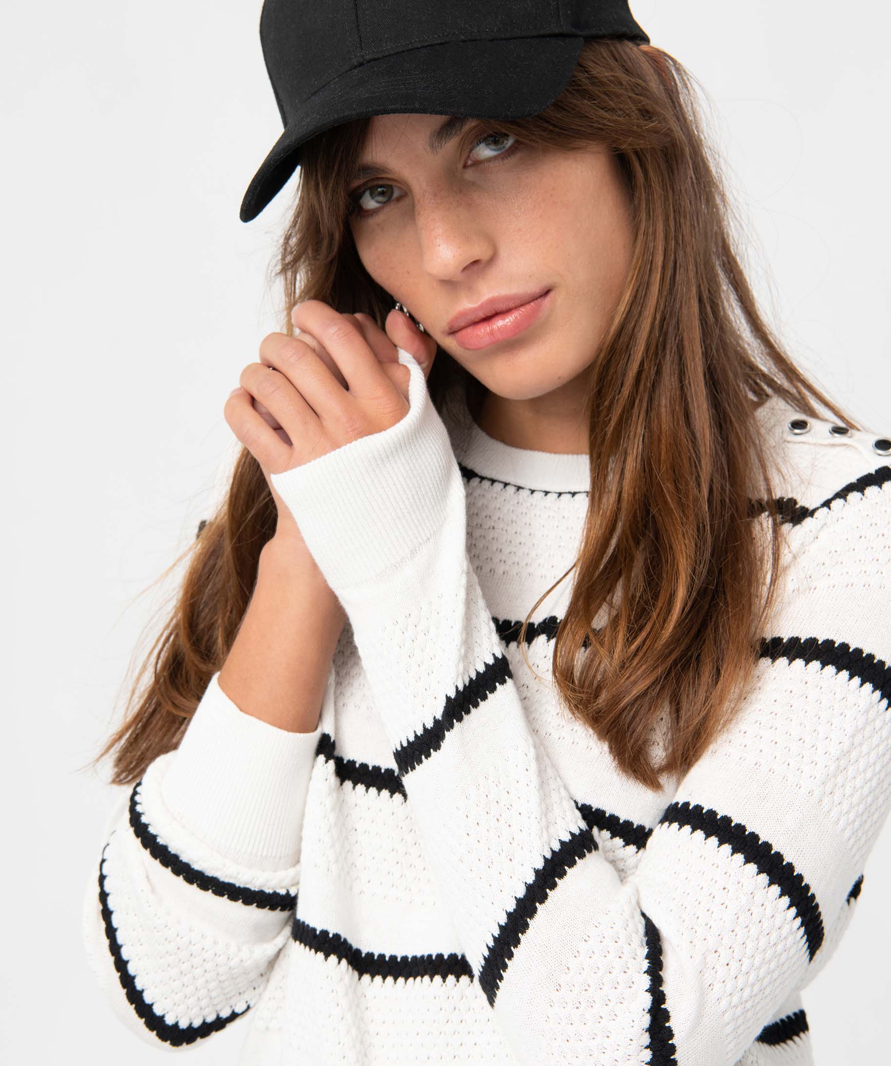 Pull femme en maille fantaisie rayée raye | GEMO