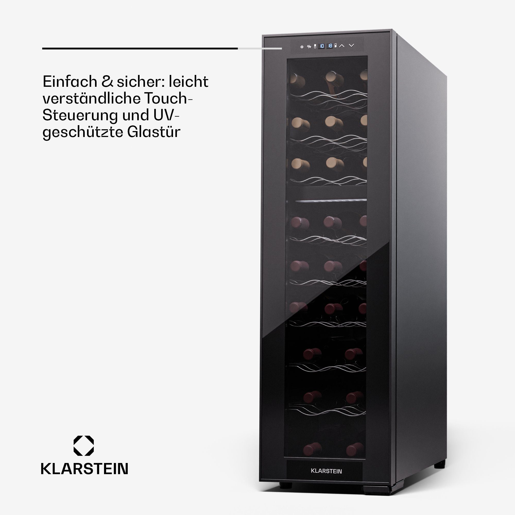 Klarstein Weinkühlschrank Shiraz 24 Duo, für 24 Standardflaschen á 0,75l,Wein Flaschenkühlschrank Weintemperierschrank Weinschrank Kühlschrank
