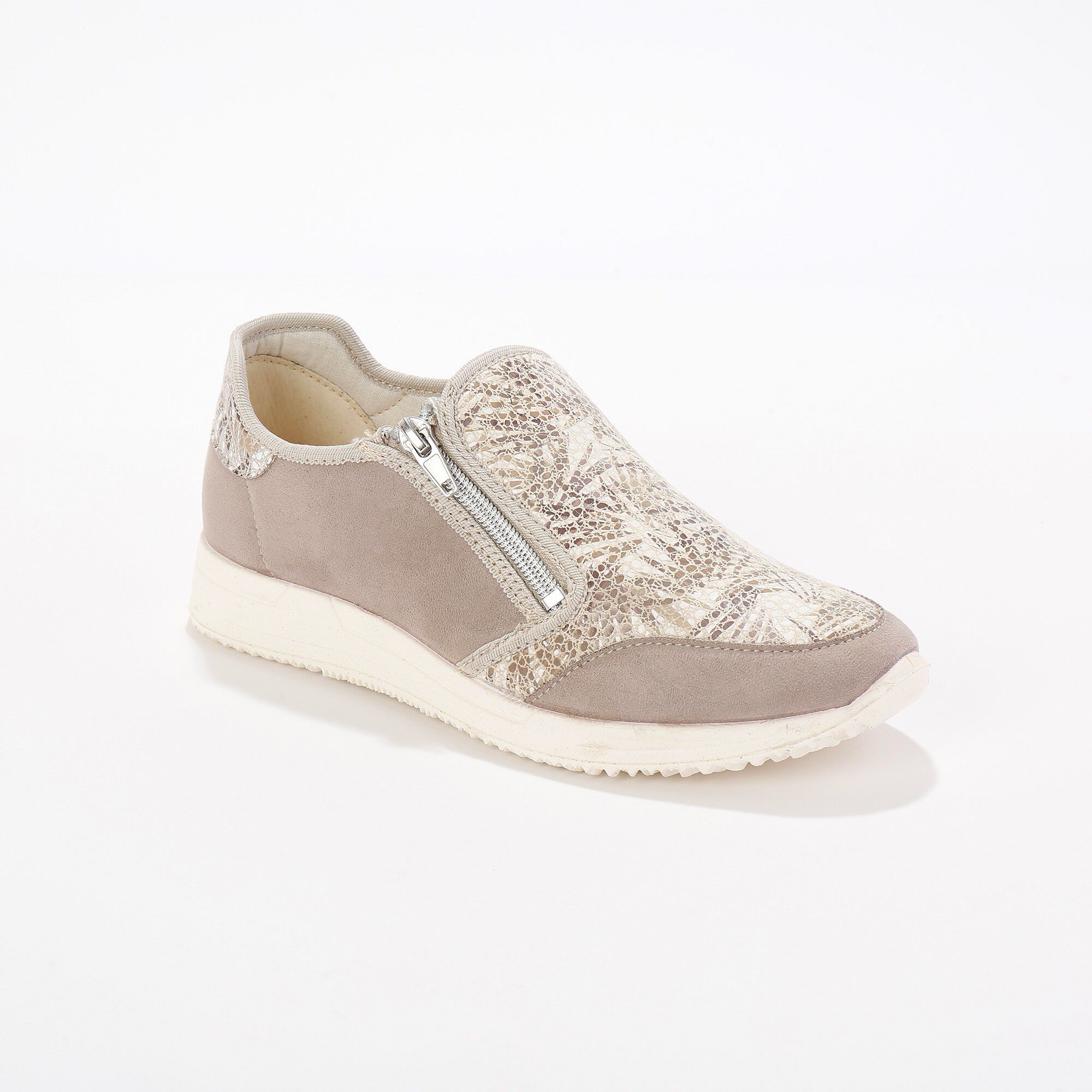 Baskets zippées spécial pieds sensibles en tissu extensible