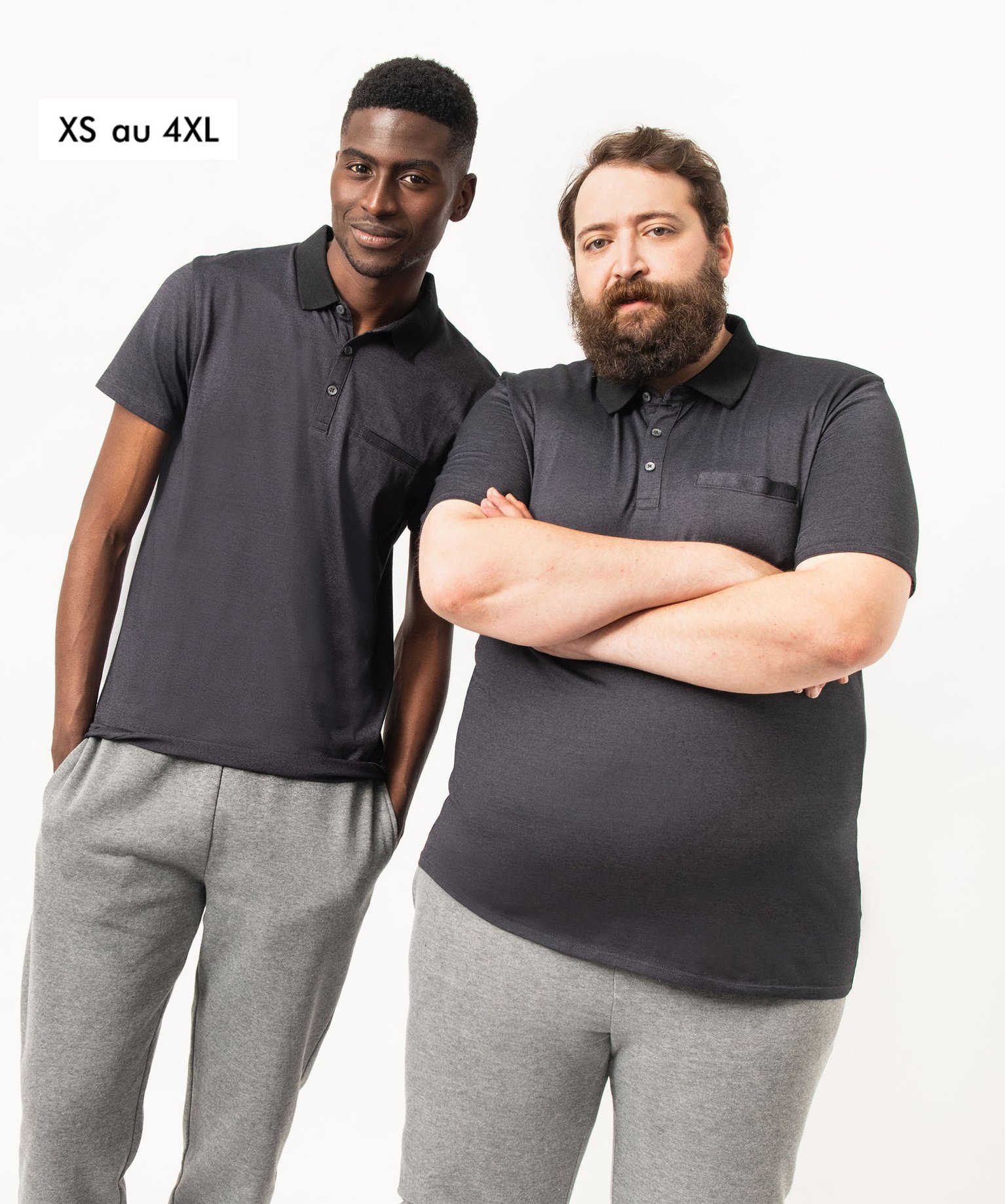 Polo homme à fines rayures et manches courtes noir | GEMO