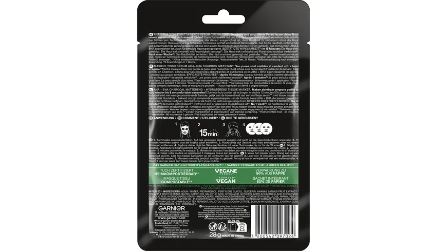 Garnier Hydra Bomb Tuchmaske schwarze Alge