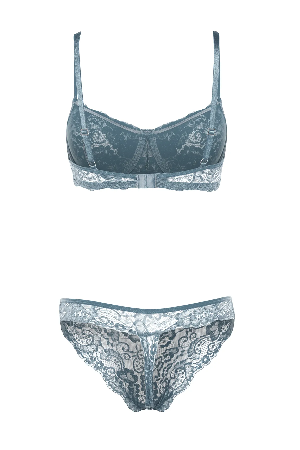 Trendyol Collection  Anthrazitfarbenes Strick-Dessous-Set ohne Bügel und ohne Bügel aus Spitze THMAW22AU0237