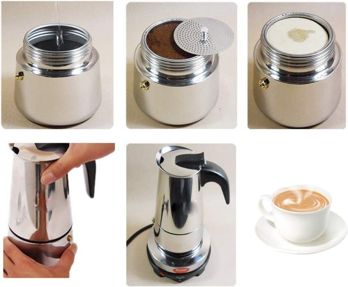 Welikera Espressomaschine 200ml Espressokanne Espressokocher Elektrisch Kaffeekocher, 0.2l Kaffeekanne