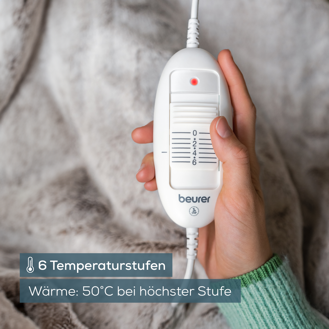 Beurer Wärmezudecke HD 75 Nordic Taupe-Atmungsaktive Heizdecke mit luxuriösem & fusselfreiem Obermaterial