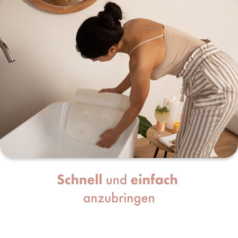 Tranquil Beauty Wasserkissen Wasserdichtes Luftnetz-Badekissen mit Saugnäpfen für Kopf/Nacken, leicht zu reinigen, schnell trocknend und schimmelresistent.