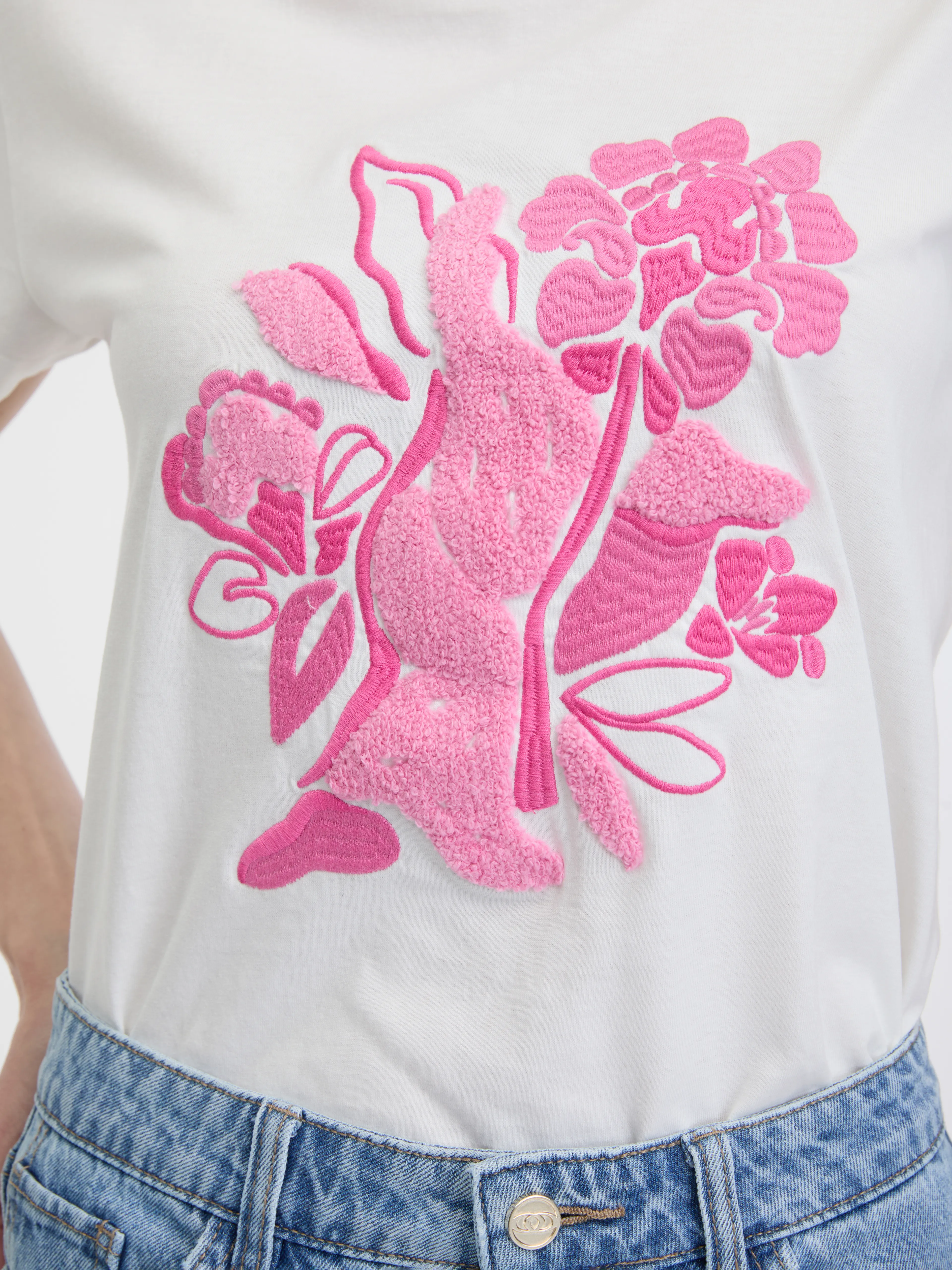 Weißes Damen-T-Shirt mit kurzen Ärmeln ORSAY