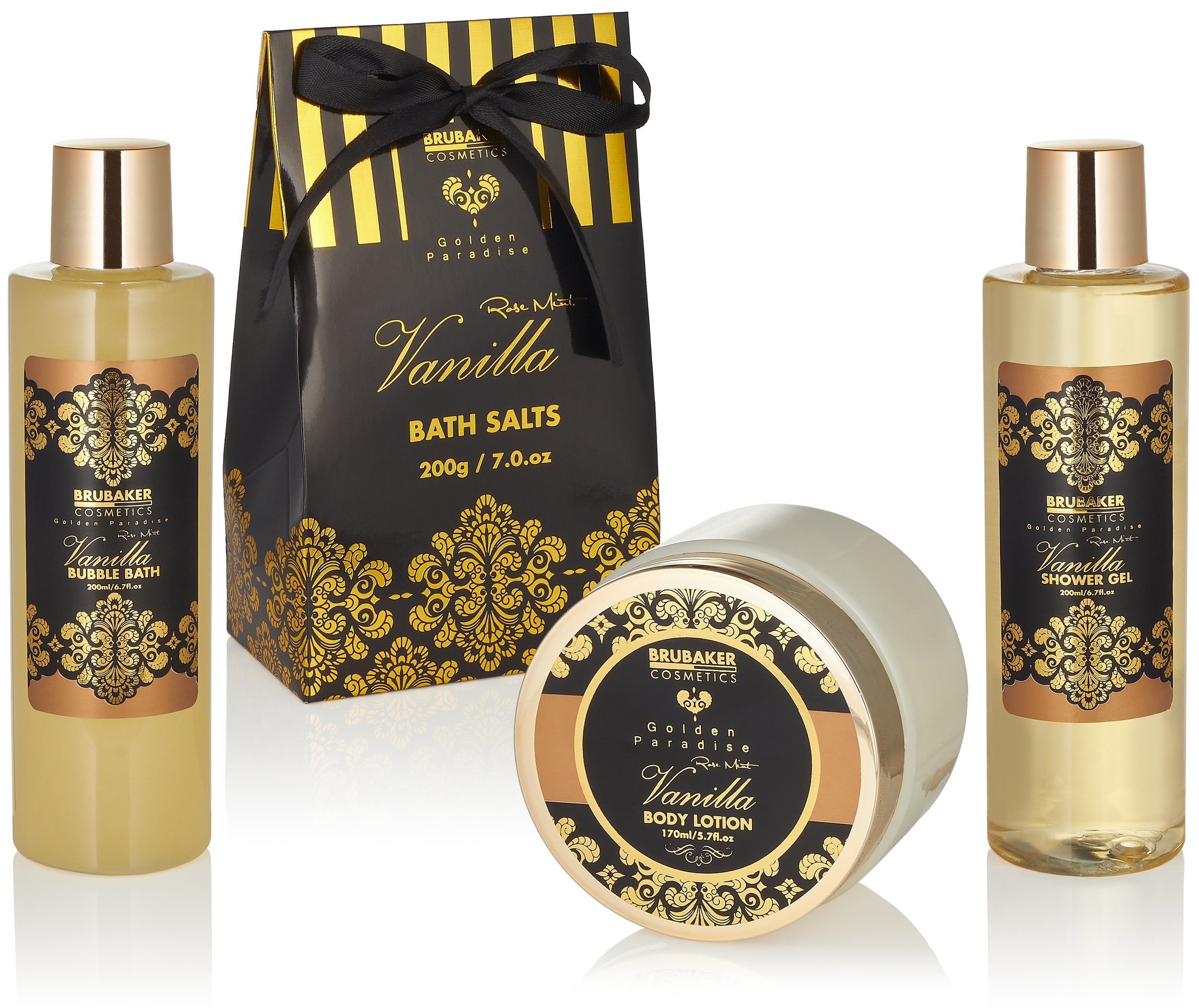 BRUBAKER Körperpflege-Set Bade- und Dusch Set, 13-tlg., Geschenkset in Henkelbox, Vanille Minze Duft