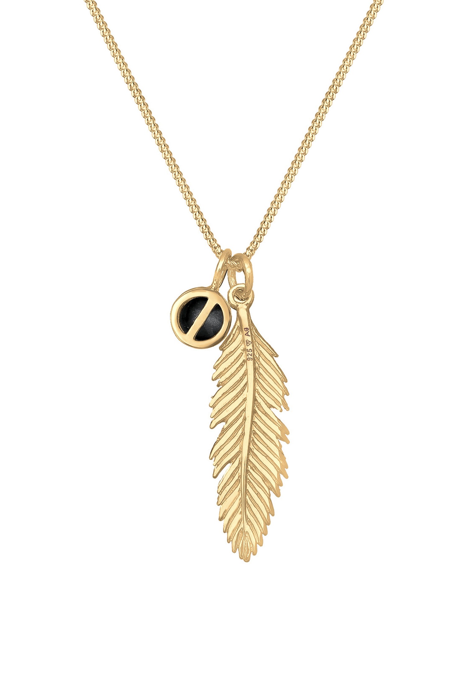 Ciondolo da donna Elli in stile boho con piuma e cristallo, in argento sterling 925.