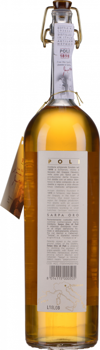 Poli Grappa Sarpa Oro Barrique 0,7 Liter in Tube