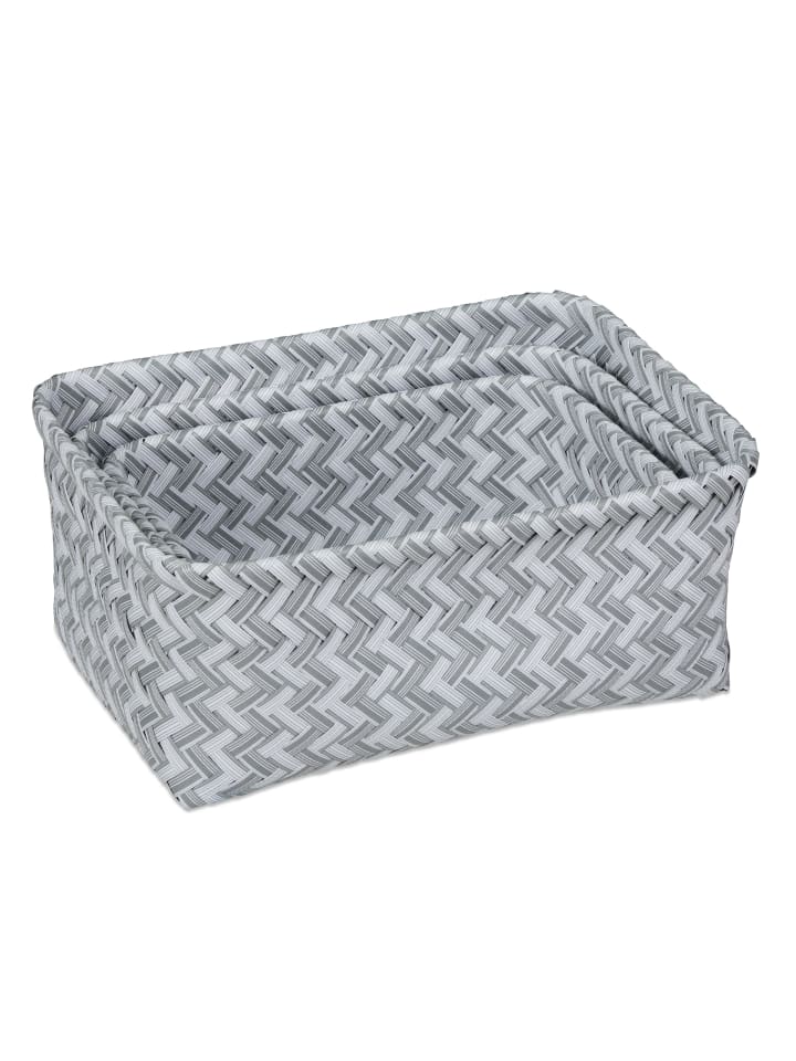 relaxdays 3er-Set: Aufbewahrungskorb in Weiß-Grau günstig kaufen onesize
