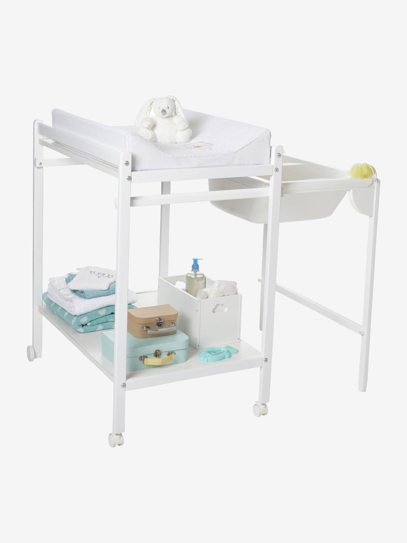 Vertbaudet Babyzimmer Wickeltisch mit Badewanne MAGICTUB - natur/weiß