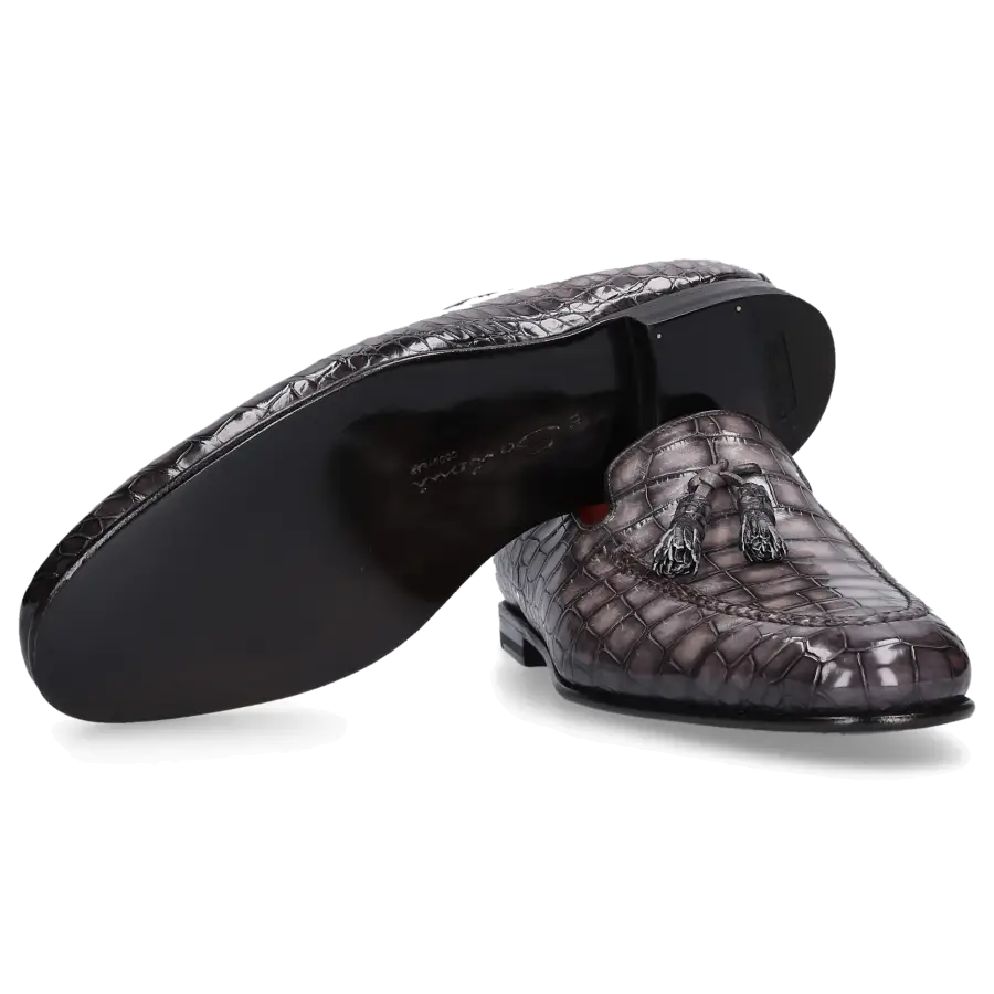 Santoni - Loafer 15608 Krokodilleder - grau