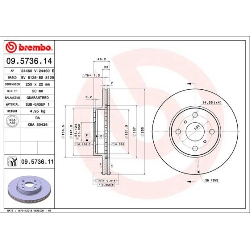 09.5736.11 BREMSSCHEIBE BREMBO VA  VP2 - ATU