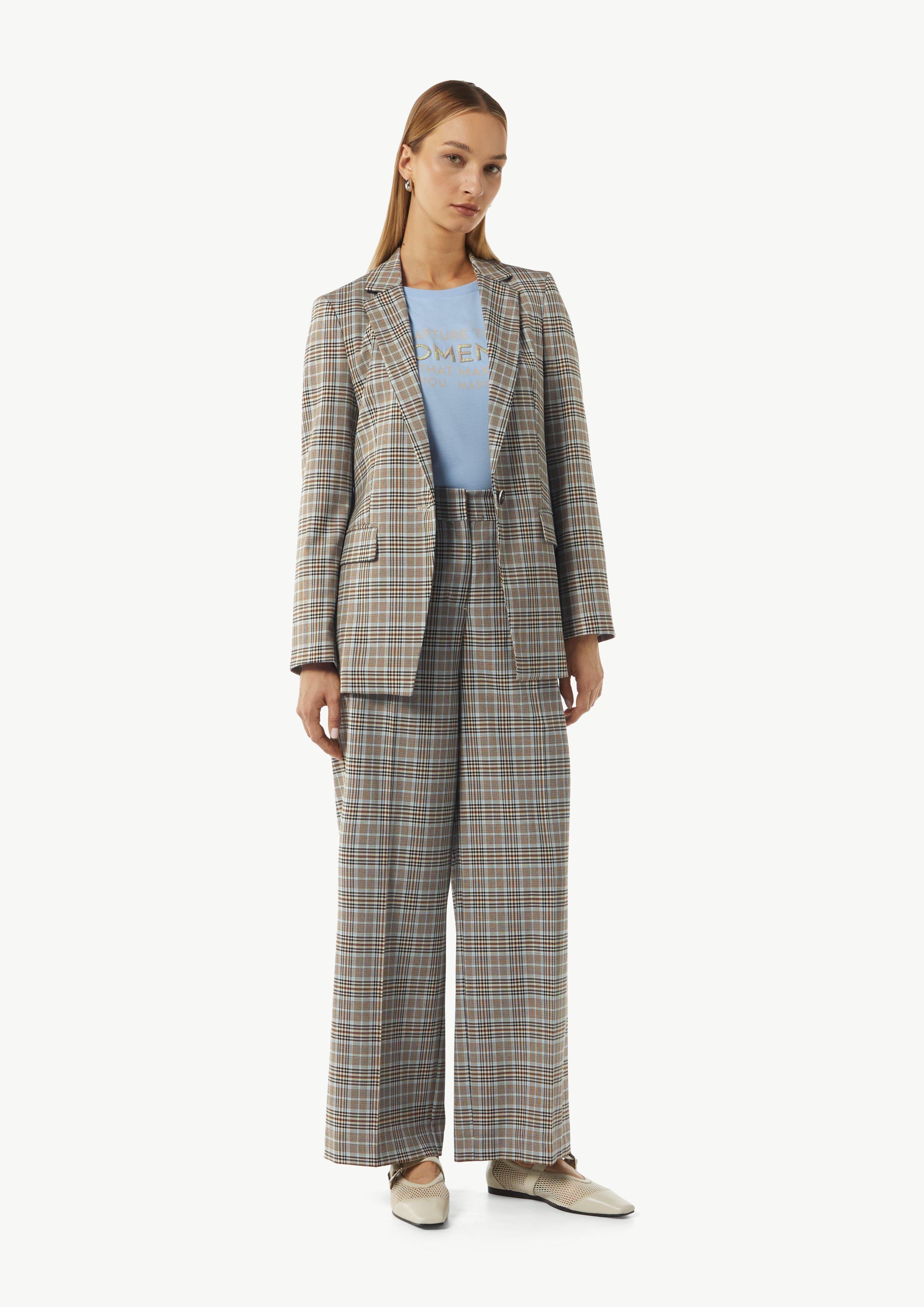 Antaillierter Karo-Blazer - helles beige