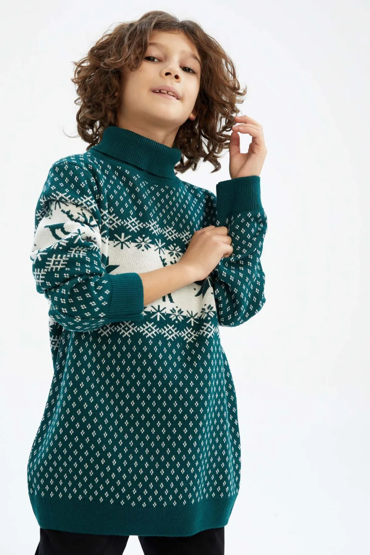DeFacto  Rollkragenpullover mit Weihnachtsmotiv für Jungen