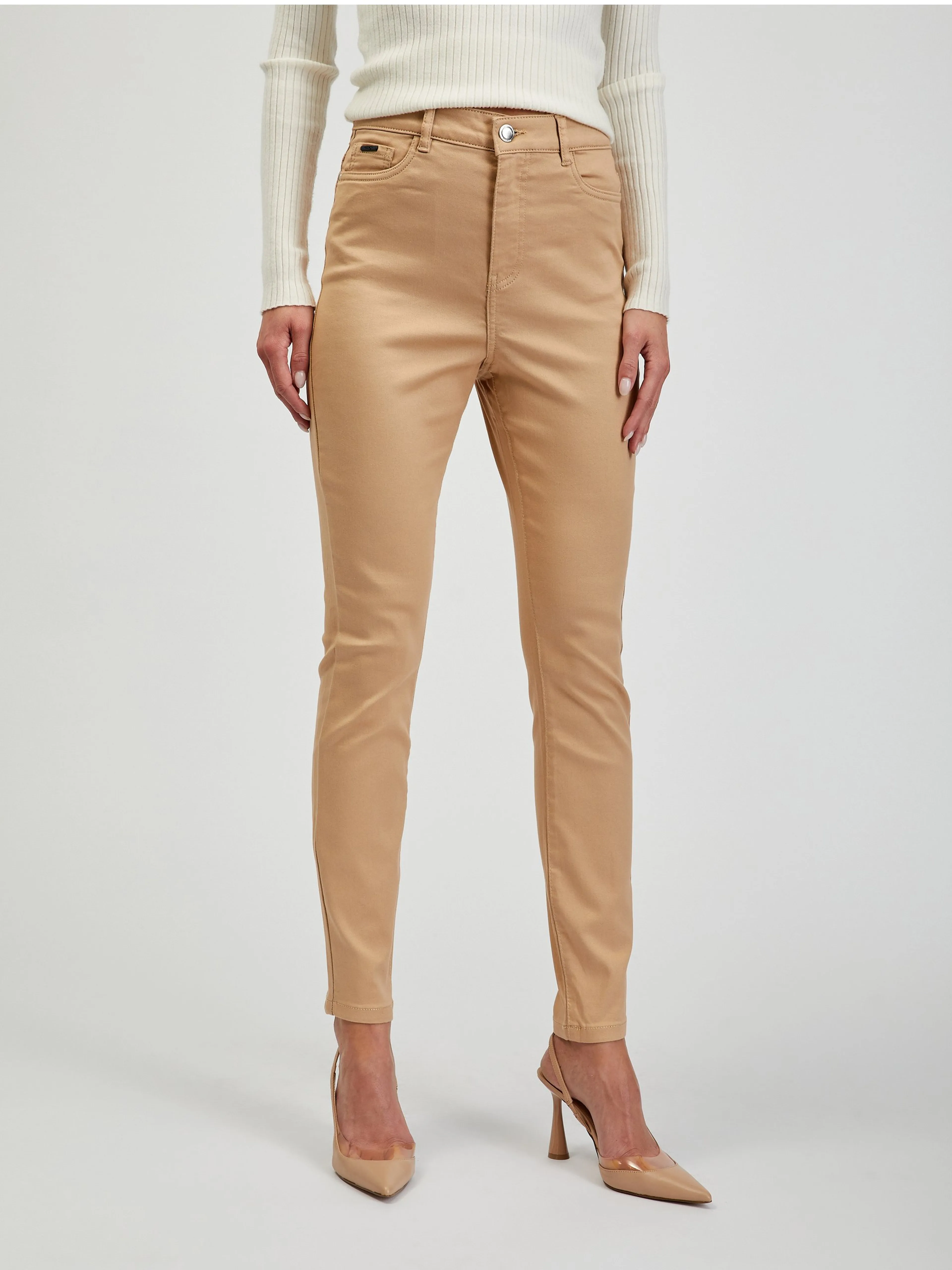 Beigefarbene Skinny Fit Damen Hose ORSAY Paul