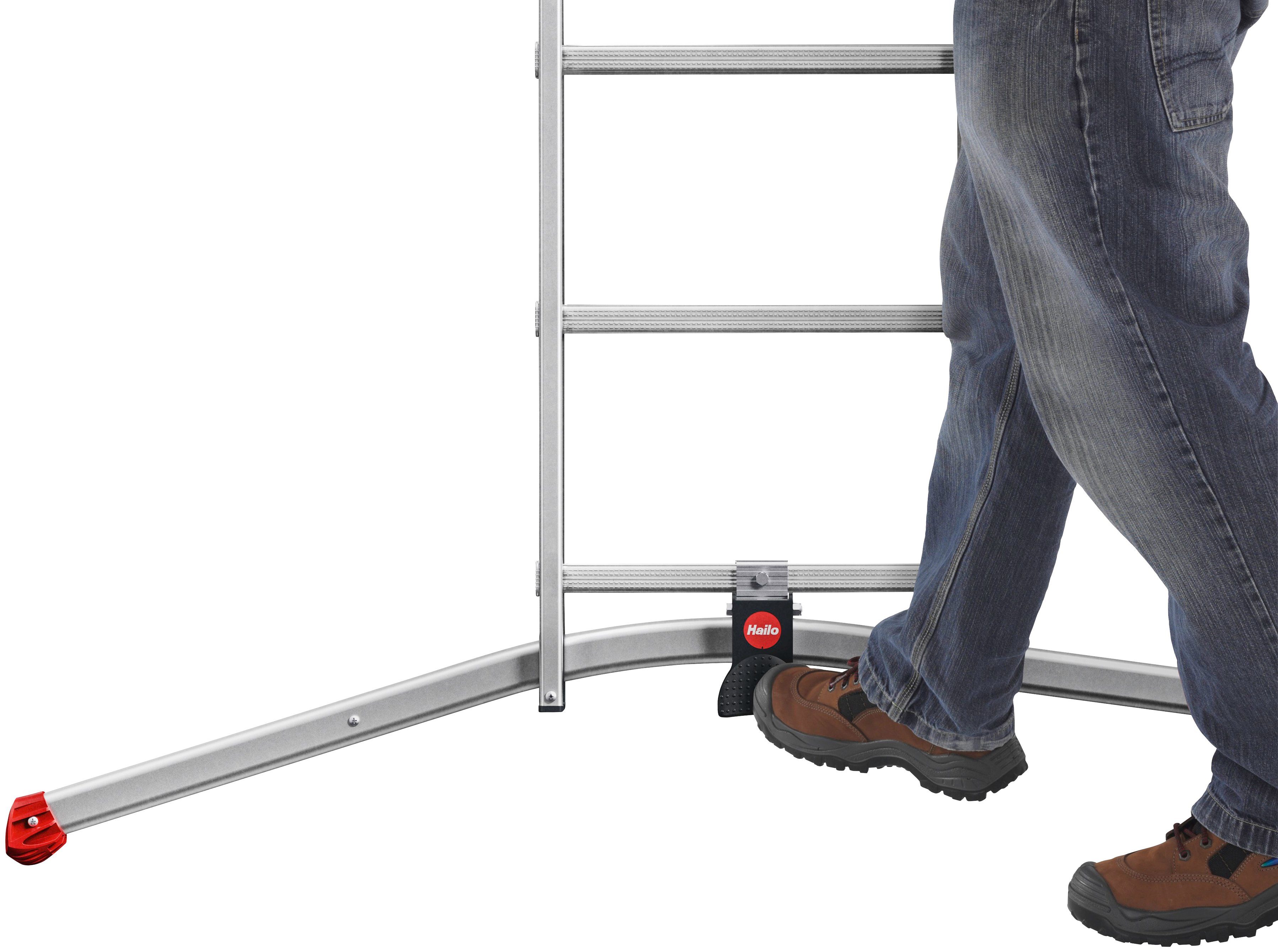 Hailo Vielzweckleiter S100 ProfiLOT, Aluminium Kombileiter 3-teilig 2x6 + 1x5 Sprossen