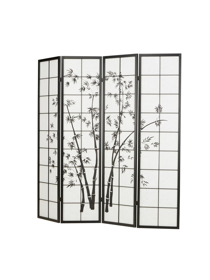 Homestyle4u 4-tlg. Paravent in Schwarz 176x179 günstig kaufen onesize