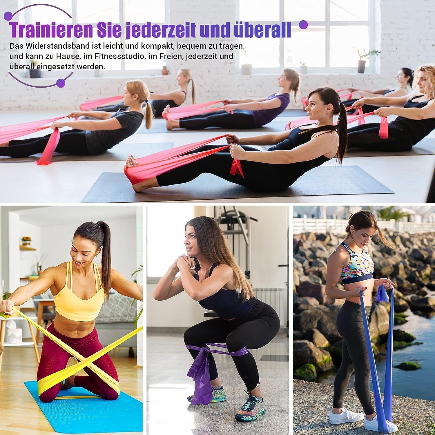 Runxizhou Wäschekugel Terra Band 5er-Set, Fitnessbänder mit 5 Widerstandsstufen (1-St)
