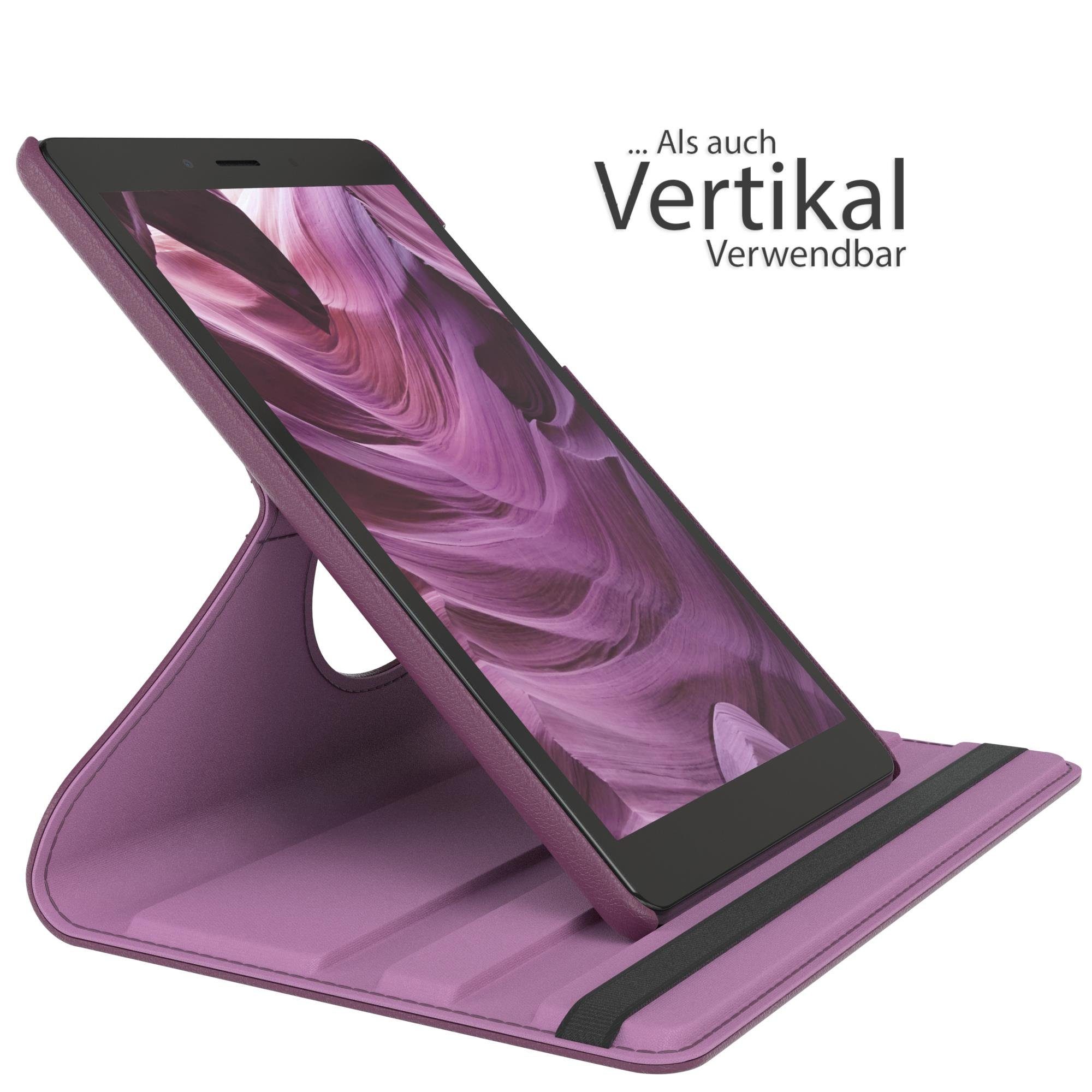 EAZY CASE Tablet-Hülle Rotation Case Samsung Galaxy Tab A 8.0 8 Zoll, Tablet-Hülle Bookstyle Case Fullcover Schutz Tasche Stehfunktion Lila
