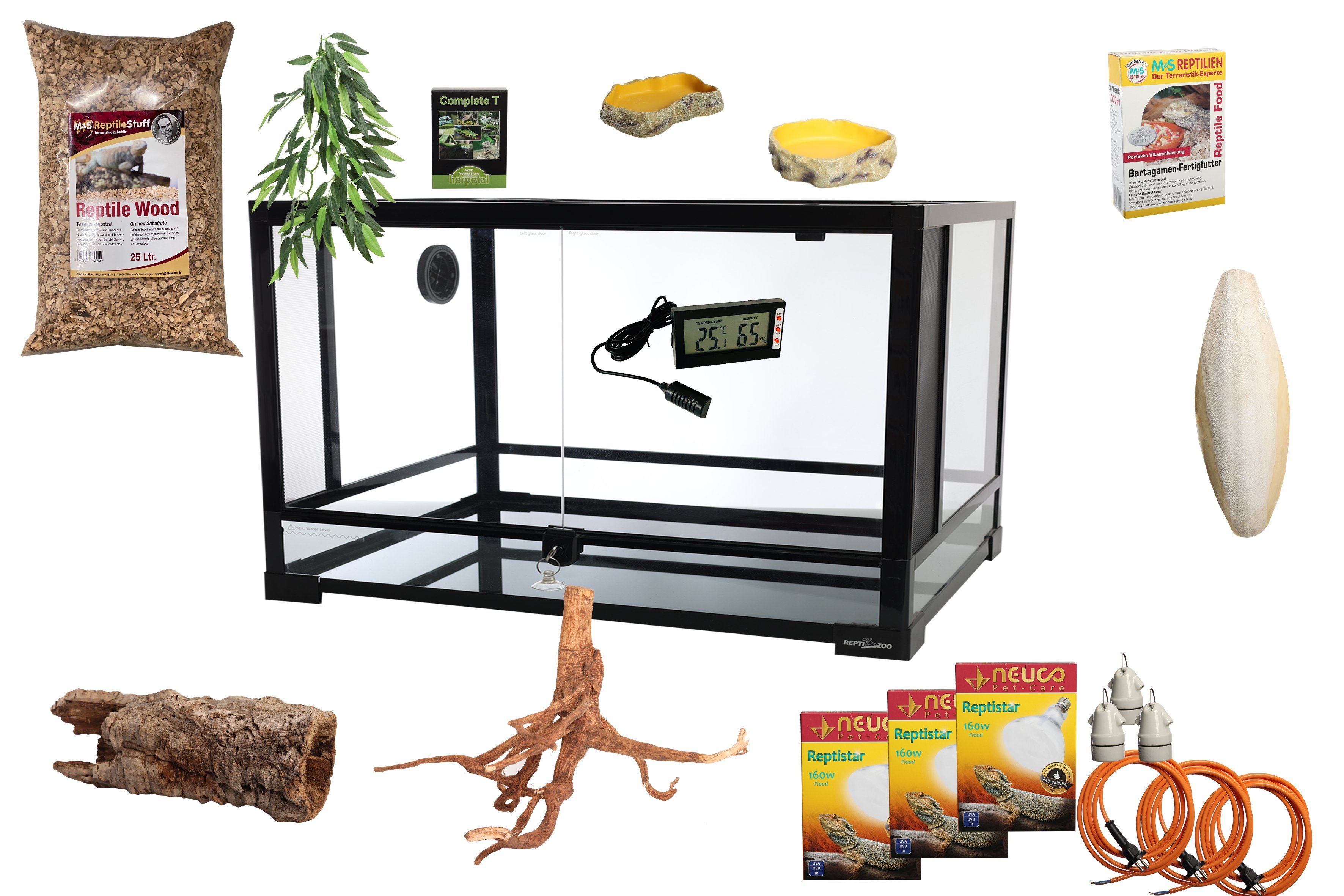 M&S Reptilien Terrarium Komplettset: Für Leguane (182x61x91cm)