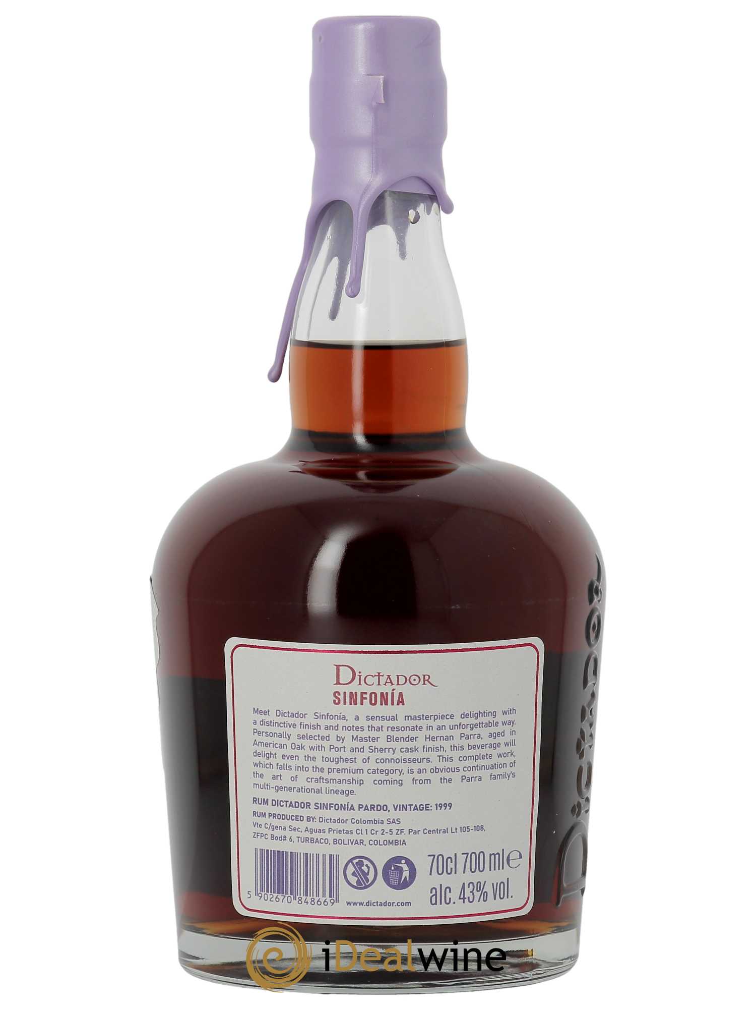 Rhum Dictador Sinfonia Pardo (70cl) 1999 - Lot de 1 Bouteille