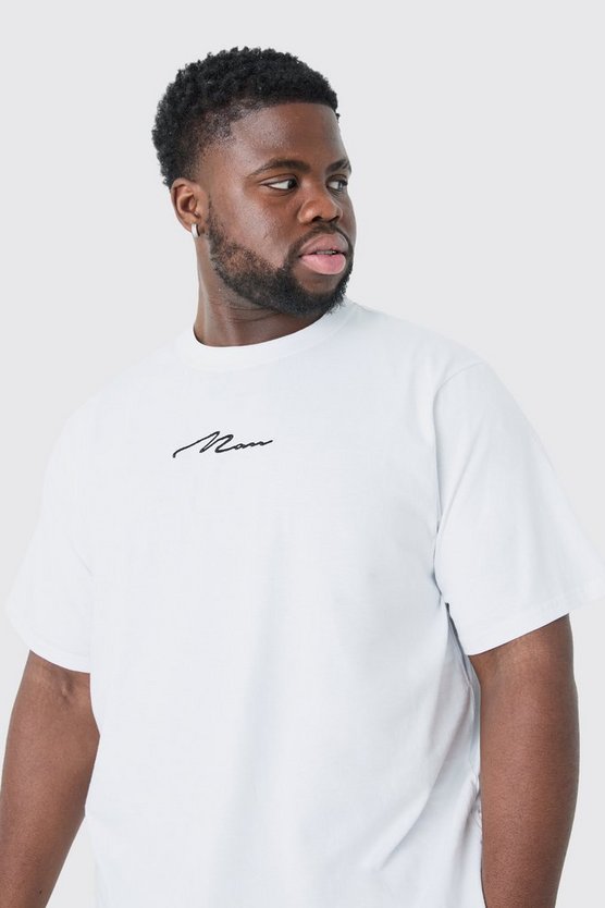 Plus T-Shirt mit Man Signature Stickerei