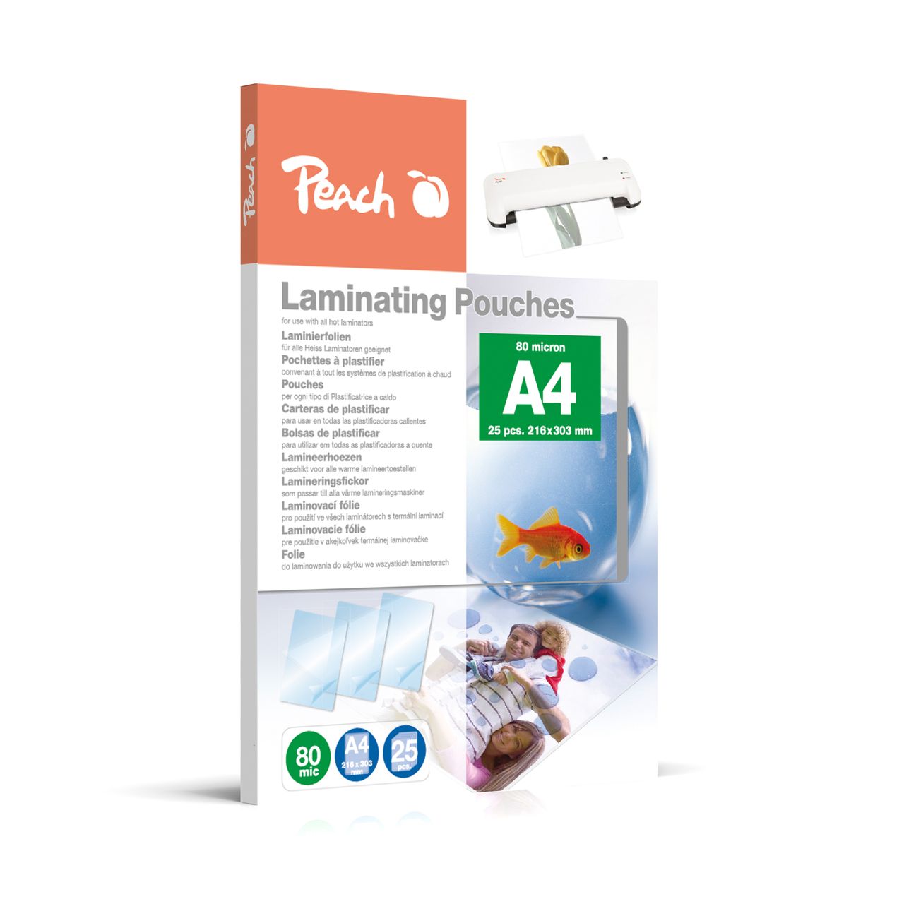 Peach Laminierfolien A4, 80 mic, glänzend, 25 Stk.