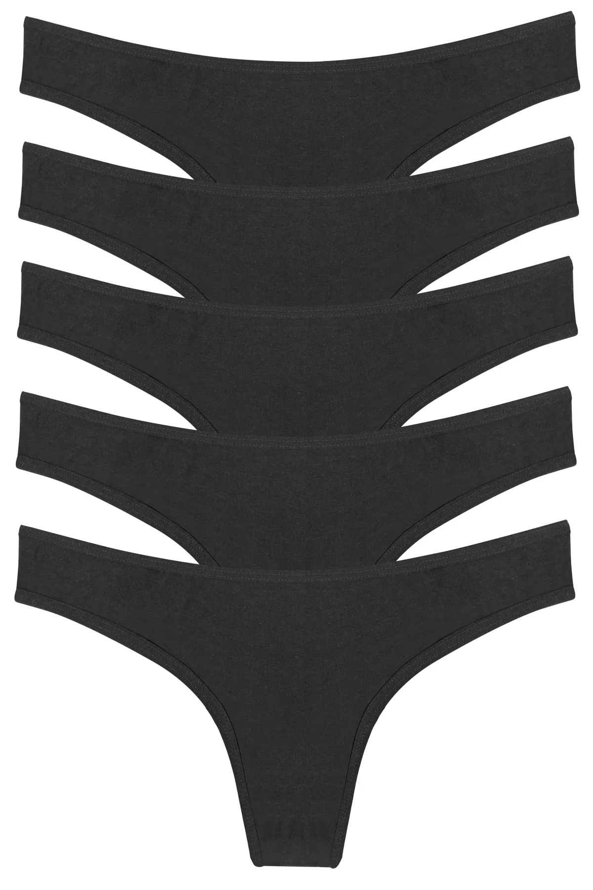 Nicoletta  Damen-Tangas, 5er-Pack, Höschen aus Lycra-Baumwolle, SCHWARZ